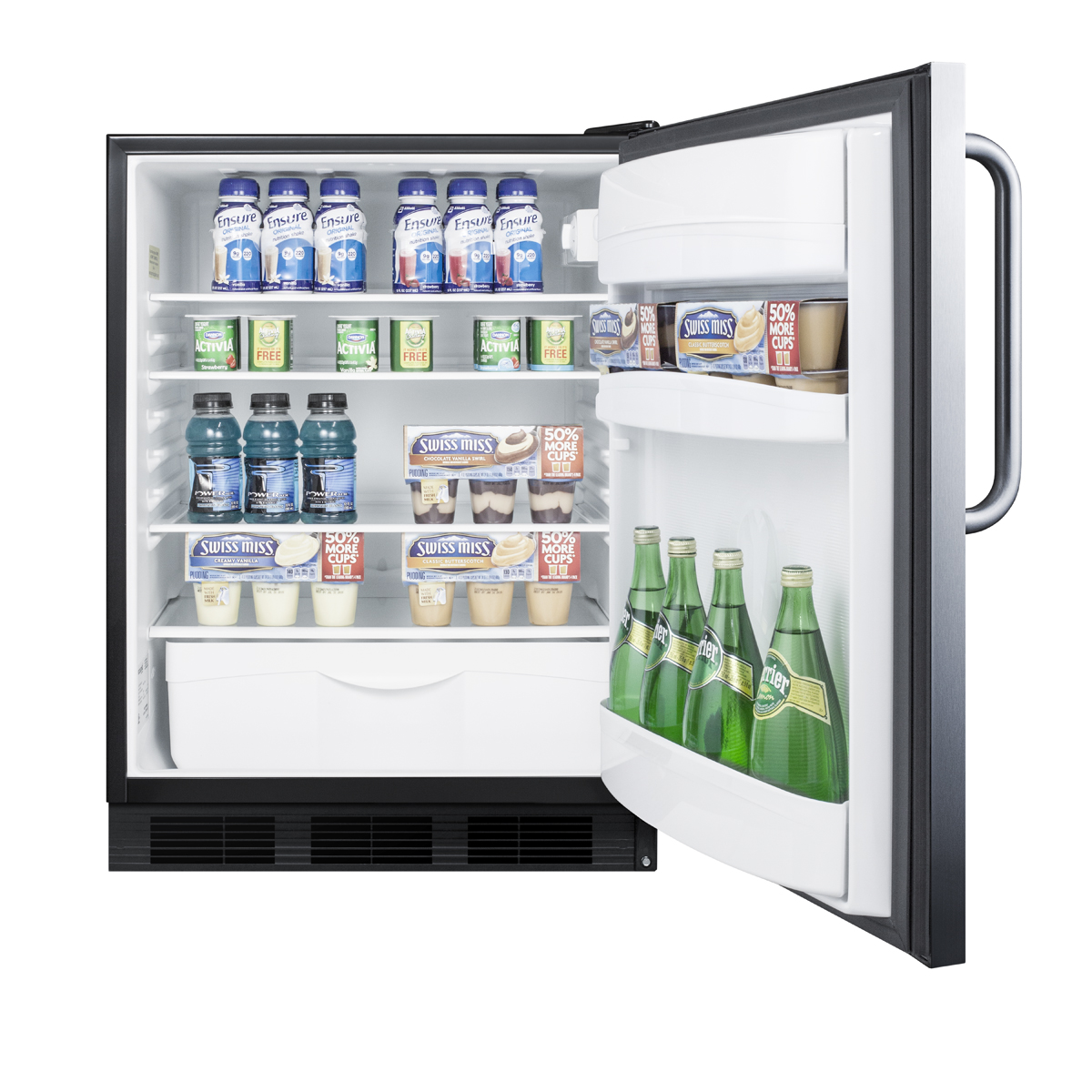 ADA compliant commercial all-refrigerator for built-in general purpose use, auto defrost with a fully wrapped stainless steel exterior